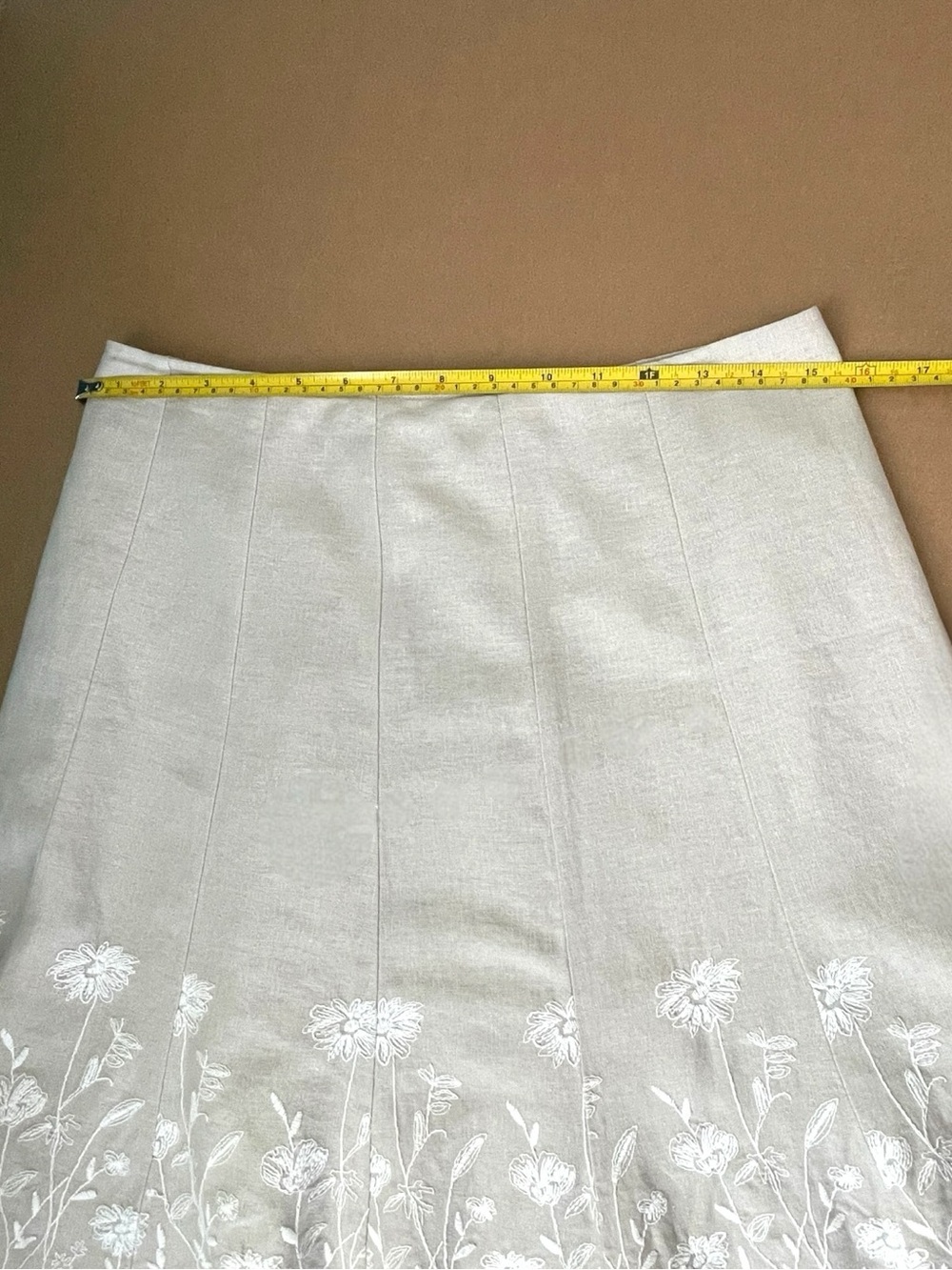 Christopher & Banks Linen Blend Embroidered Floral Midi Skirt Cottagecore Boho - Picture 6 of 10